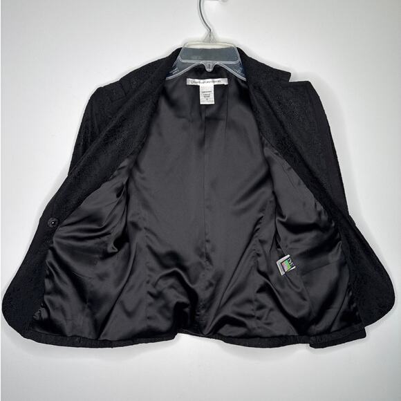 Vintage Diane von Furstenberg DVF Black Lace Blazer formal crystal button Size 0 - Picture 6 of 16